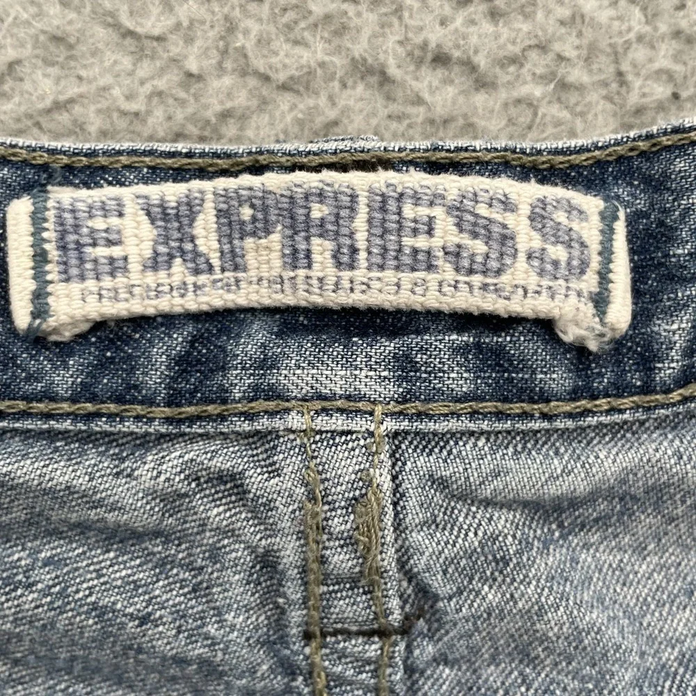 Express Jean Shorts Womens 32x4* Denim Y2K‎ Western Rodeo ButtonFly Cowboy 90s